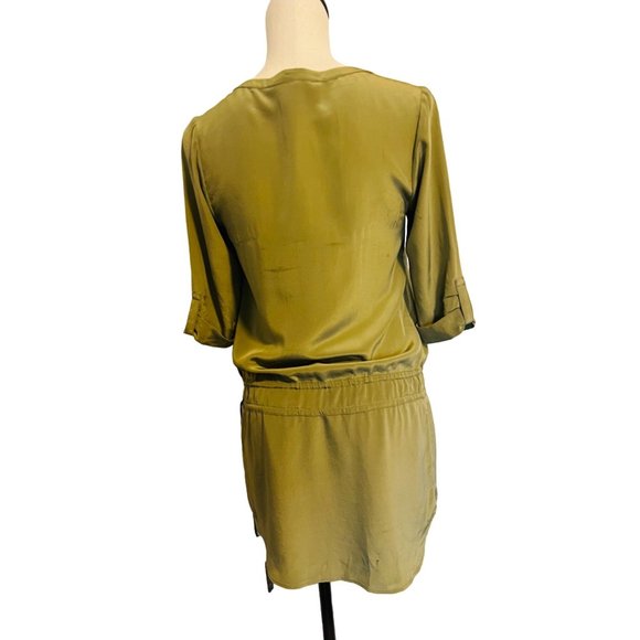 Rory Beca Military Green Silk Flowy Shorts Romper Drawstring Waist Designer XS - Picture 5 of 11